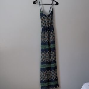 Banana Republic Geometric Maxi Dress in Navy and Green